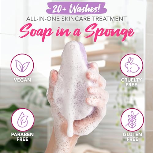 Lavender Spongeables Anti-Cellulite Body Wash Sponge - Pack of 1, 20+ Uses