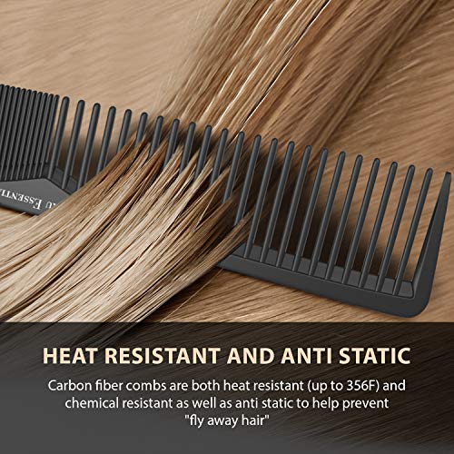 Bardeau Essentials 7-Inch Carbon Fiber Anti-Static Heat-Resistant Hair Comb (Pack of 1)