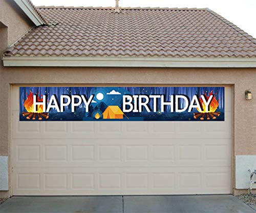 Large Camping Birthday Banner - 9.8 x 1.6 ft Outdoor Decoration