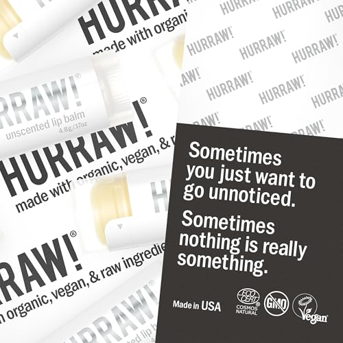 HURRAW! Organic Unscented Lip Balm - 3 Pack, Vegan & Cruelty-Free