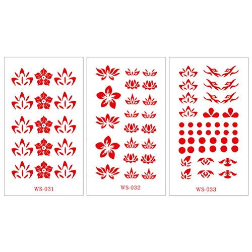 Lurrose Temporary Forehead & Face Tattoo Stickers 30 Sheets Chinese Style Body Art