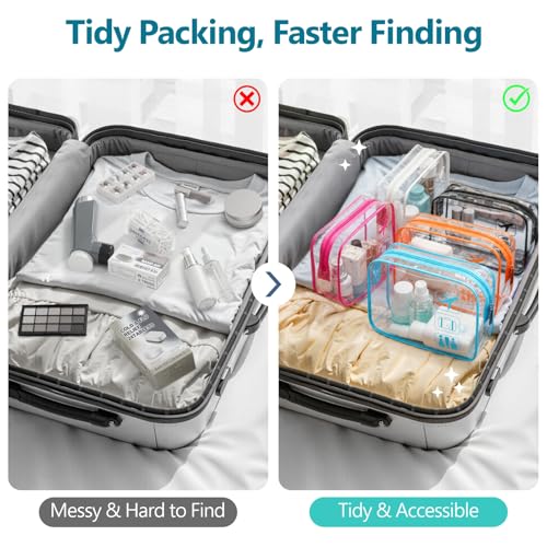 F-color TSA Approved Clear Toiletry Bag Set - 5 Pack for Travel