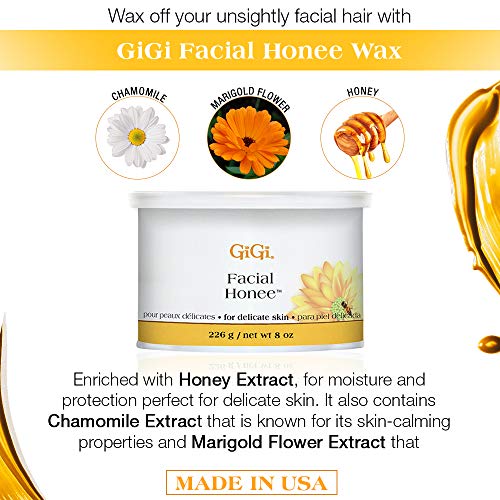GiGi Facial Honee Wax - 8 oz Hair Removal Wax for Sensitive Skin