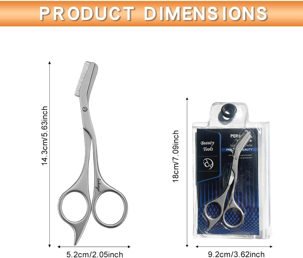 Precision Eyebrow Scissors - Professional Stainless Steel Grooming Tool for Facial Hair & Eyebrow Shaping | Unisex Design
