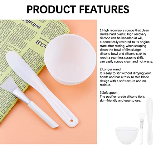 FERCAISH 3Pcs White Silicone Face Mask Mixing Bowl Set