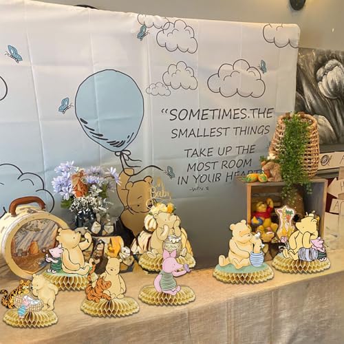 Winnie the Pooh Centerpieces - 9pcs Honeycomb Table Decor for Baby Shower & Birthday Parties