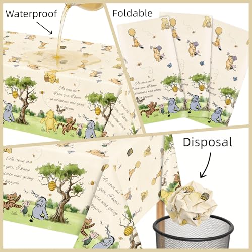 Vintage Bear Table Cloths - 3 Pack for Baby Shower & Birthday