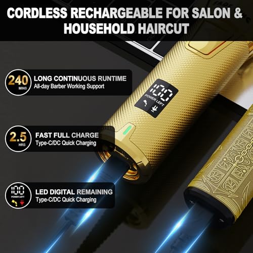 FADEKING¢ç Professional Hair Clippers for Men ? Cordless Barber Clippers & Beard Trimmer for Men, Fade Clipper and Trimmer Set for Home & Barber Use, Complete Men's Grooming Kit - Gifts for Men