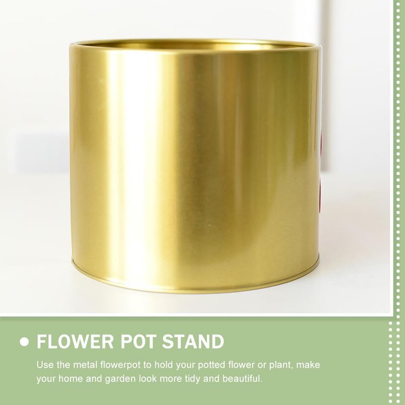 POPETPOP Gold Mini Pot for Indoor-Outdoor: Metal Plants Bucket, Gold Decor Pots for Modern Home Table Office Desk Bathroom Balcony Decoration - 5.31 inch