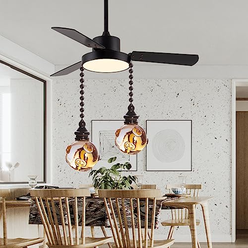 Crystal Ceiling Fan Pull Chains with Amber Pendants - Pack of 2