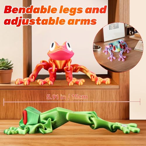 4PCS 3D Frog Fridge Magnets - Realistic Movable Joint Decor