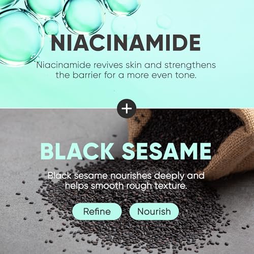 MARS MADE Niacinamide Facial Bar Soap with Black Sesame - Nourishing Face Wash for All Skin Types