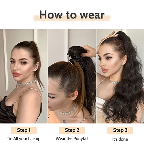 StrRid 22" Wavy Curly Claw Clip Ponytail Extension - Darkest Brown