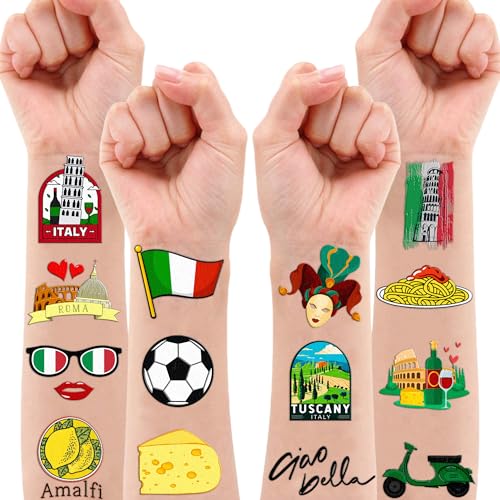 60 PCS Italian Flag Temporary Tattoos for Parties & Kids