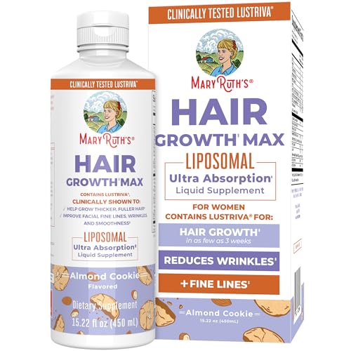 MaryRuth's Hair Growth Max Liposomal for Women | Lustriva¢ç + Biotin 10000mcg + Pumpkin Seed Oil | Thicker Hair | Hair Care | Wrinkles, Fine Lines, Skin Care | Ages 18+ | CLP Certified | 15.22 Fl Oz