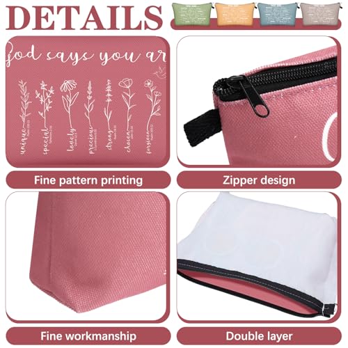 Chunful 12 Pcs Christian Makeup Bags Women 7.5 x 5 in Inspirational Bible Verse Pouches