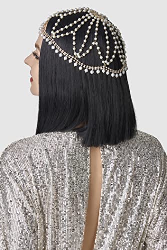 BABEYOND 1920s Gold Crystal Rhinestone Head Chain Gatsby Headpiece