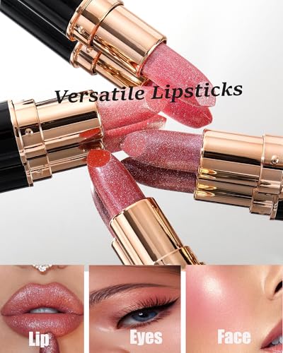 DuaTana Metallic Glitter Lipstick Set - 3 Long Lasting Shades