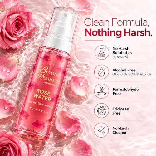Rose Water Facial Spray & Hair Mist - Hydrating, Alcohol-Free, 3.38 fl oz