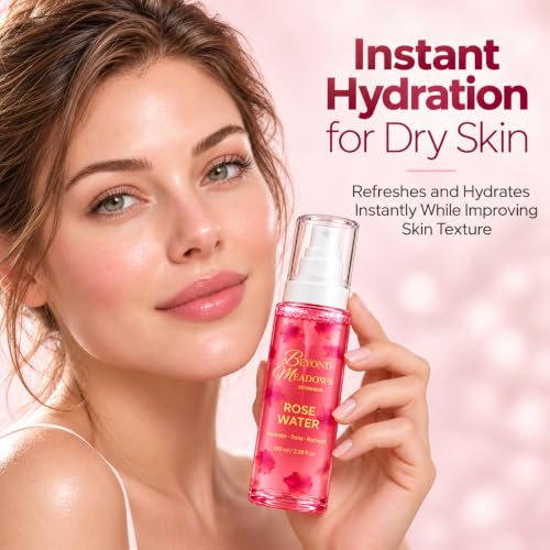 Rose Water Facial Spray & Hair Mist - Hydrating, Alcohol-Free, 3.38 fl oz