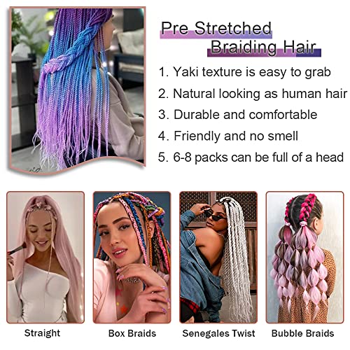 Purple Braiding Hair Extensions 26 Inch Pre-Stretched for Women - AFNOTE