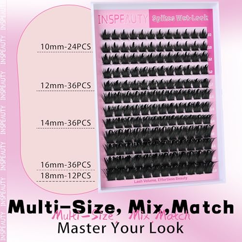 INSPEAUTY 200DXZM Spiky Cluster Eyelashes – Manga Style Wispy Volume Lashes