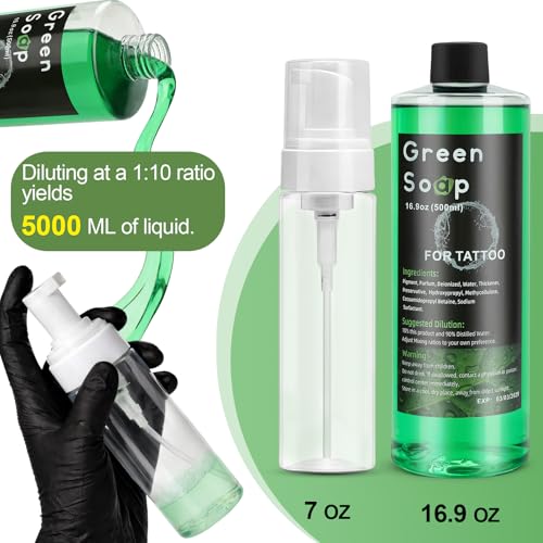 Ponhey Tattoo Green Soap Cleansing Kit with Foam Dispenser & Gloves