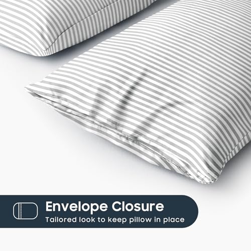 King Size Striped Pillow Cases - Set of 2 Modern Farmhouse Style