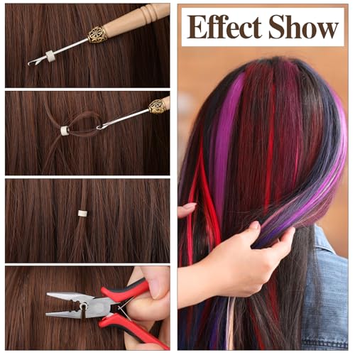 Micro Beads Hair Extension Kit with Sewing Threads & Clips - Style2