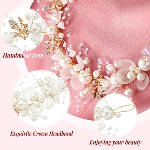 Retrowavy Flower Girl Pearl & Rhinestone Headband, 2-Piece Set