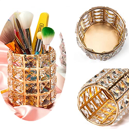 Crystal Bead Makeup Brush Holder Organizer Cup - Cosmetic Storage