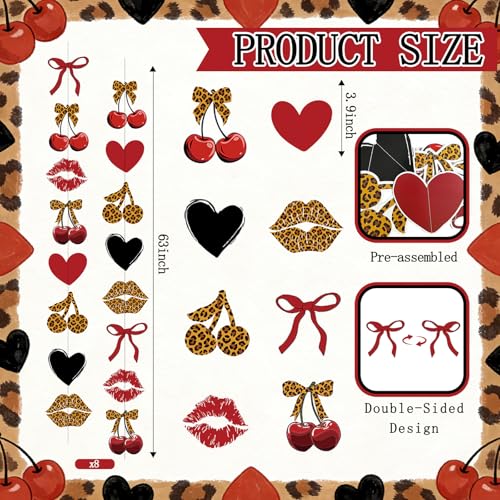 Cheetah Cherry Birthday Party Decorations - 8PCS Hanging Banner Set