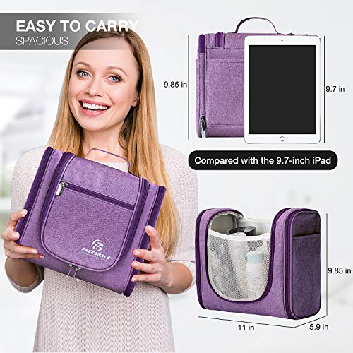 Freegrace Extra Large Hanging Toiletry Bag - Wild Violet Travel Organizer for Women & Men