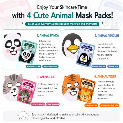 PRETTYSKIN 4-Pack Korean Sheet Masks – Hydrating, Soothing & Tone-Support