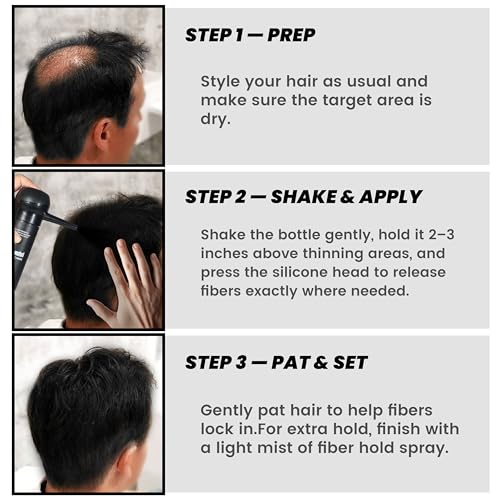 2PCS Dark Brown Hair Fibers for Thinning Hair - Long-Lasting Hair Building Spray with Applicator & Refill Pack, Instant Coverage, 30g+25g