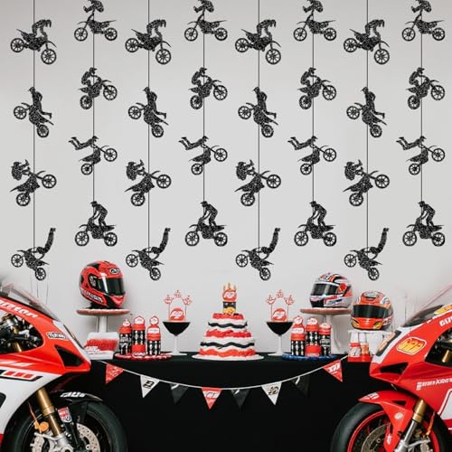Dirt Bike Birthday Party Decorations - 8 Pcs Garland Banner Set