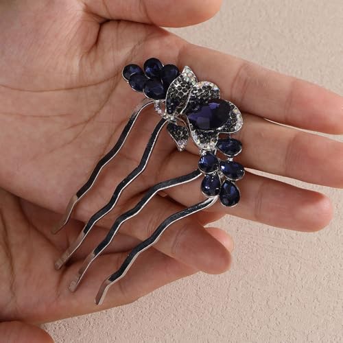 Missgrace Blue Bridal Hair Comb with Crystals – Wedding & Prom Hair Accessory