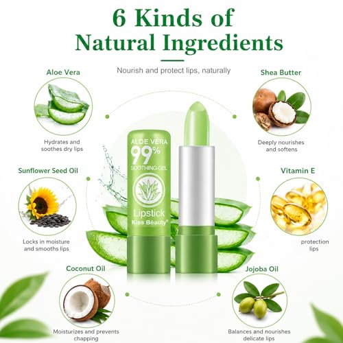 Firstfly Aloe Vera Color Change Lip Balm - 2 Pack, Moisturizing & Long Lasting