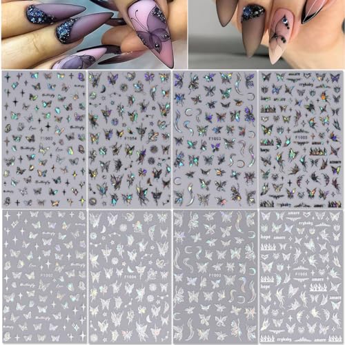 3D Butterfly Nail Art Stickers - Self-Adhesive Glitter Decals