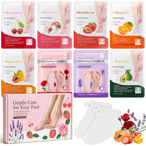 ZKONLY 8-Pack Foot Mask Set for Dry Cracked Heels and Callus Repair