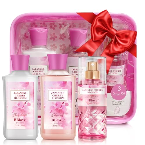 Japanese Cherry Blossom Bath Set - 3PC Travel Size Gel, Lotion & Mist