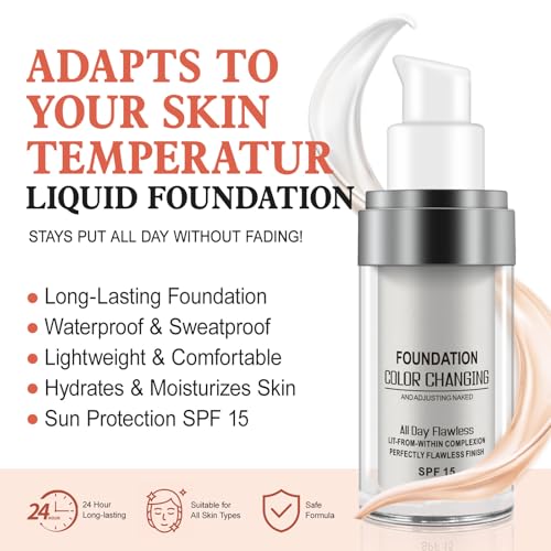 Find Back Color Changing Foundation SPF 15 - Long Lasting Moisturizing Liquid Makeup