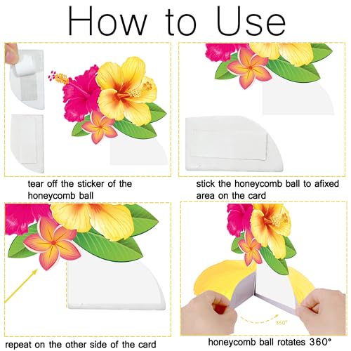 Hawaiian Hibiscus Honeycomb Centerpieces - 12PCS Tropical Decor