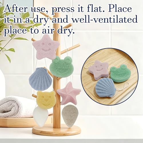 5-Pack Natural Konjac Baby Bath Sponges - Gentle Exfoliating Shapes