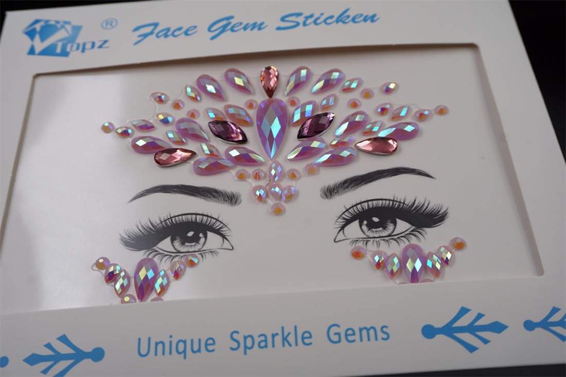 Pink Face Jewels - Rhinestone Stickers for Women | Temporary Makeup Gems for Festivals & Raves