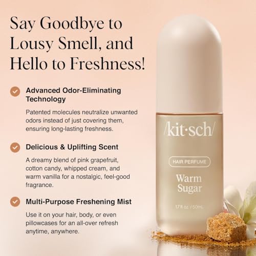 Kitsch Warm Sugar Hair Perfume & Body Mist 50mL - Travel Size, Vegan & Cruelty-Free