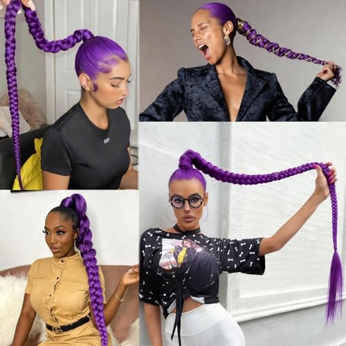 Dark Purple Braiding Hair Extensions 28 Inch - 2 Packs for Festivals & Parties