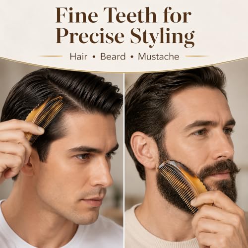 5MOONSUN5 4.5 Inch Natural Ox Horn Comb for Gentle Grooming