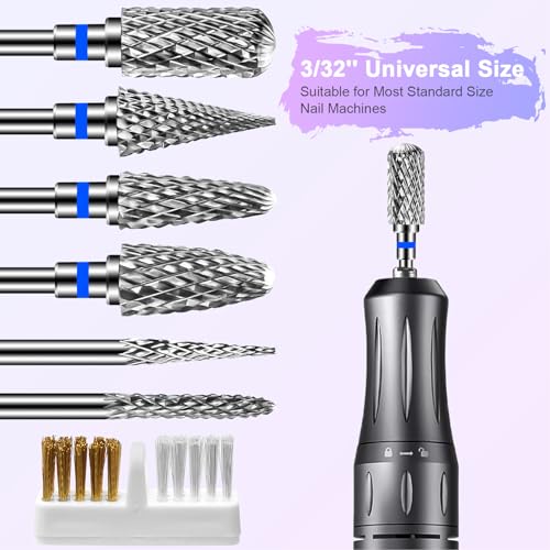 Diesisa 6-Piece Tungsten Carbide Nail Drill Bit Set - 3/32" Universal Shank