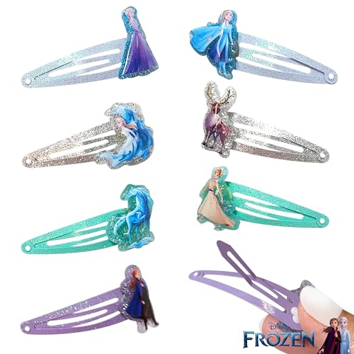 Disney Frozen Hair Clips for Girls - LUV HER 8-Pack Snap Clips for Ages 3+